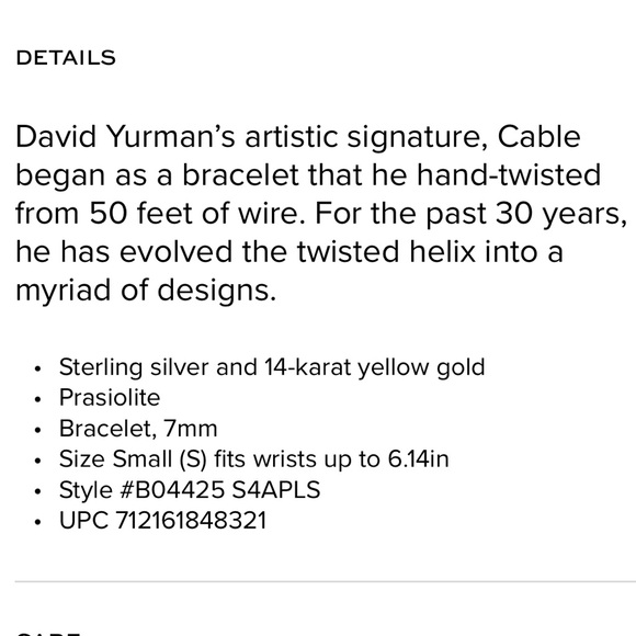 David Yurman cable classic bracelet Prasiolite & 14k yellow gold, 7mm - Picture 10 of 11